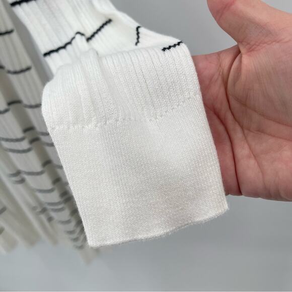 Cabi #5638 Dashes Ribbed White Black Stripe Cardigan Duster Sweater Size Medium - Picture 8 of 12